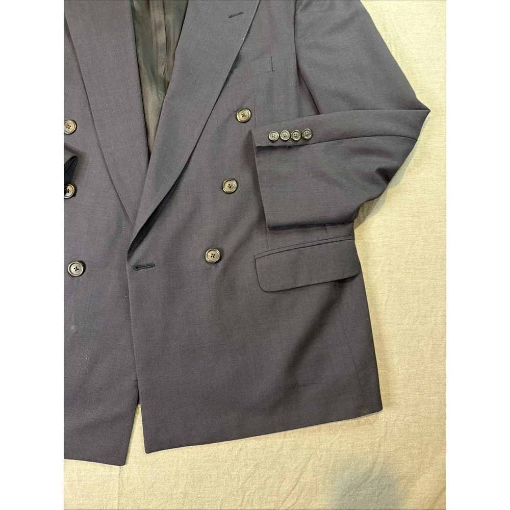VTG Burberrys Blazer‎ Mens Sz 44R Blue Wool Double Breasted Made USA 80s Jacket